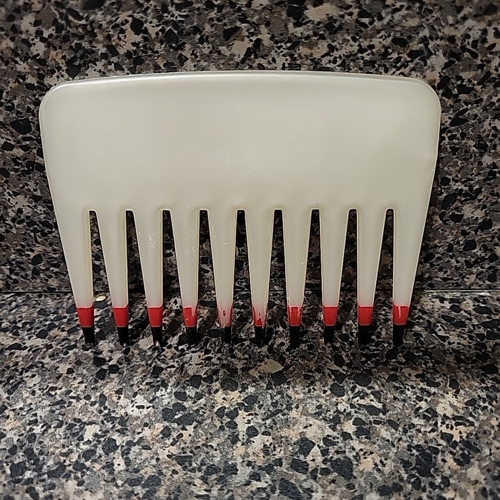 VINTAGE 80's/90's Mebco Pearl Purse Comb Double Dip Pink & Black‎